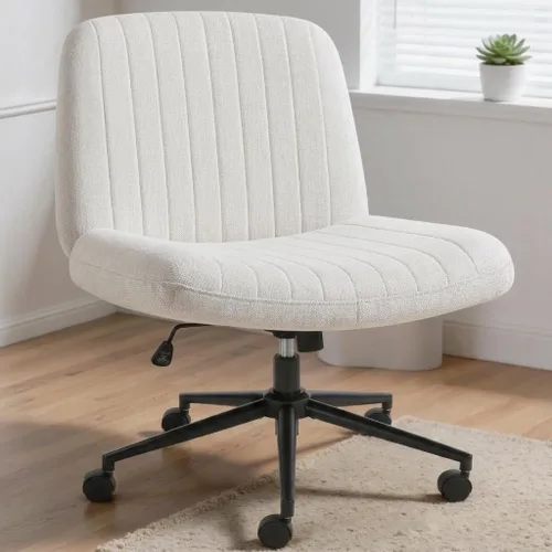 Shintenchi Silla cruzada para oficina, con patas cruzadas, con ruedas, silla giratoria sin brazos, altura ajustable y ancho para computadora, para