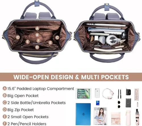 Miniatura 2 de LOVEVOOK - Mochila para laptop para mujer, mochila de moda para mujer.., Gris Púrpura, 15,6 pulg., Mochilas de viaje