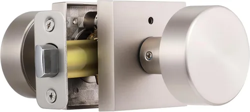 Miniatura 17 de coolnews Pomos dorados para puerta interior, pomo de puerta de privacidad con cerradura, manija de puerta cuadrada resistente moderna para Oro