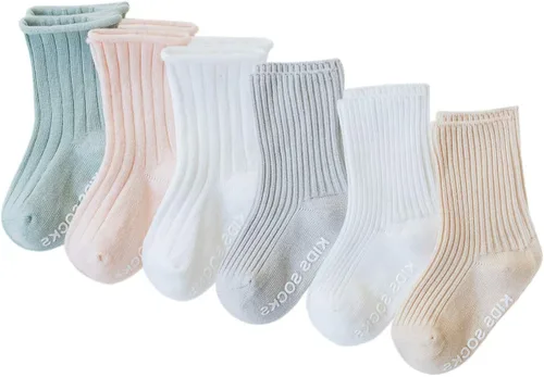VWU Baby Crew Socks with Grips Unisex Toddler Infant Kids Cotton tube Socks 0-5 Years