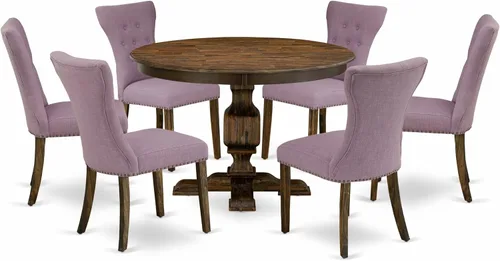 Miniatura 17 de East West Furniture F2GA5-740 - Juego de mesa de cocina de 5 piezas para 4 personas, incluye una mesa de comedor redonda con pedestal y 4 sillas