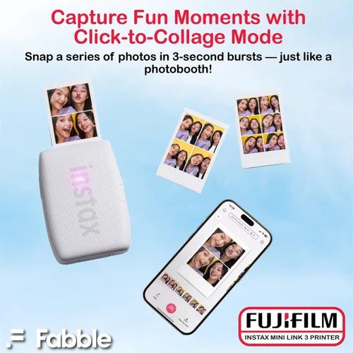 Miniatura 7 de Fujifilm Instax Mini Link 3 Impresora para smartphone - Paquete de color blanco arcilla con estuche protector, película instantánea pack doble
