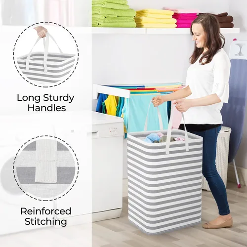 Miniatura 4 de StorageRight Laundry Basket Hamper Large Collapsible Laundry Hamper with Easy Carry Handles，Freestanding Clothes Hampers for Laundry, Bedroom, Dorm