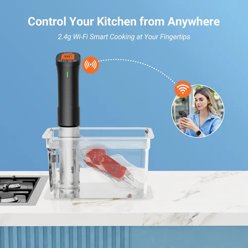 Miniatura 2 de INKBIRD WIFI Sous Vide Cooker ISV-200W Bundle con máquina selladora al vacío INK-VS01, kits Sous-Vide de 1000W, circulador de inmersión para Sous
