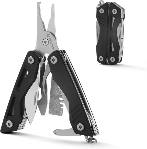Miniatura 8 de VIRENKNIFE - Alicates multiherramienta 13 en 1, de acero inoxidable, multiherramienta EDC con cuchillo de bolsillo, destornillador, abrebotellas