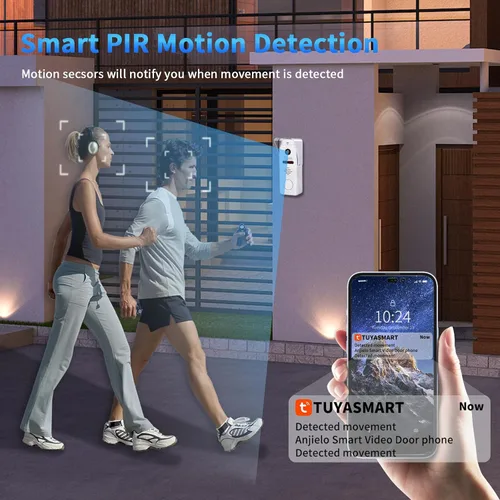 Miniatura 4 de TUYA - Timbre de video con cable y cámara HD de 1080P, sistema de monitor táctil de 7 pulgadas, detección de movimiento, WiFi Smart Home Video