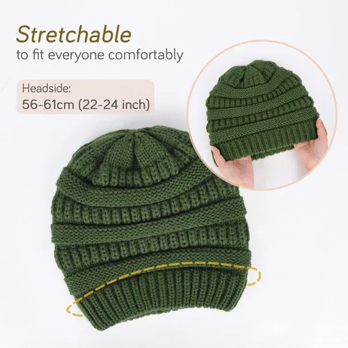 Miniatura 32 de FURTALK Gorro de invierno para mujer, con forro de satén, tejido trenzado, grueso, holgado, gorro cálido