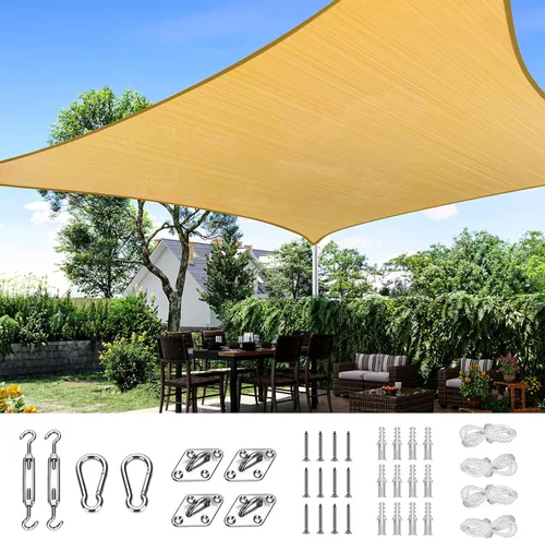 Miniatura 39 de Toldo Quictent de polietileno de alta densidad, 6.53 oz/m², rectangular, para exteriores, 98 % protección UV, kit de herramientas, sombra para patio
