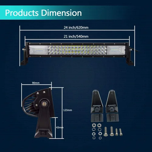 Miniatura 2 de AUXTINGS 22 "270 W LED luz de trabajo Barra foco inundación haz combo curva triple fila 7D DC 12V-24V 6000k luz de conducción para vehículos