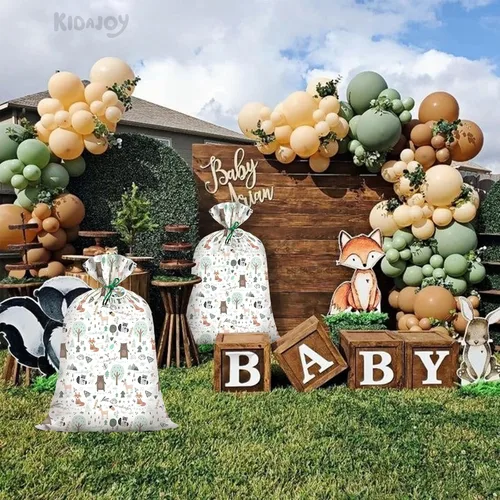 Miniatura 4 de 2 bolsas de regalo de plástico extra grandes de animales del bosque para baby shower, 56 x 36 pulgadas, bolsa de regalo de animales del bosque