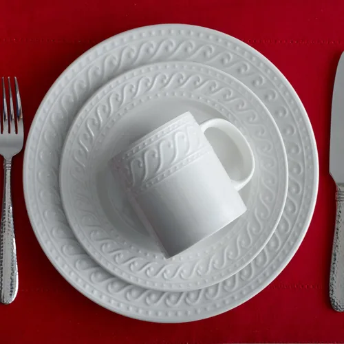 Miniatura 6 de Pfaltzgraff Sylvia - Juego de vajilla de 32 piezas en color blanco, servicio para 8, platos, cuencos y tazas de gres resistente, aptos