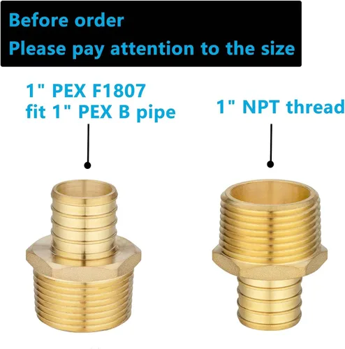 Miniatura 2 de PEX Fittings - Adaptador NPT macho de 1 pulgada, PEX F1807 a 1 pulgada NPT macho adaptador roscado latón (10 unidades)