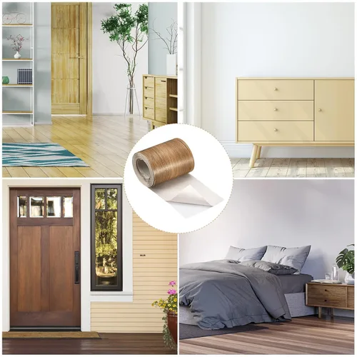 Miniatura 6 de uxcell Cinta de grano de madera, 1.97 pulgadas x 16.41 pies, adhesivo de papel de pared autoadhesivo para pared, esquina, mesa, puerta, sofá, Marrón