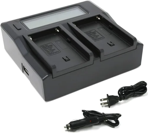 Wasabi Power Cargador de batería LCD dual para Sony NP-F550 NP-F570 NP-F750 NP-F770 NP-F930 NP-F950 NP-F960 NP-FM55H NP-FM500H NP-QM71 NP-QM91