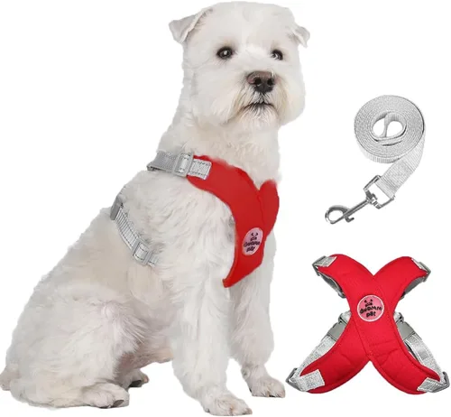 Miniatura 9 de FEimaX Arnés para perro con marco en X para mascotas, sin tirones, juego de correa, ajustable, reflectante, sin estrangulamiento, para cachorros