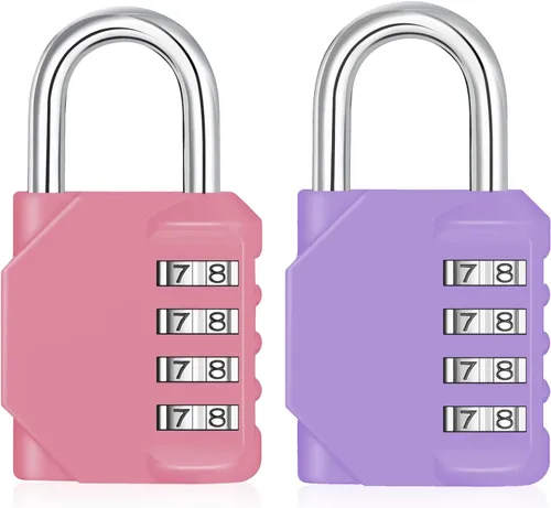 Miniatura 34 de ZHEGE - Candado pequeño para casillero de gimnasio, candado de combinación de 4 dígitos con etiqueta de nombre DIY, candado con teclado numérico