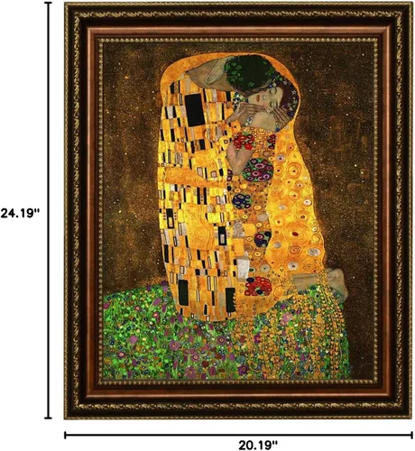 Miniatura 8 de ELITEART -El beso de Gustav Klimt Giclée impresiones en lienzo artístico, tamaño marcado: 20 3/16 pulgadas x 24 3/16 pulgadas