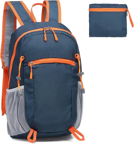 Miniatura 11 de Mochila de senderismo plegable, mochila de camping resistente al agua, ligera de poliéster para hombres, mujeres, viajes al aire libre Negro