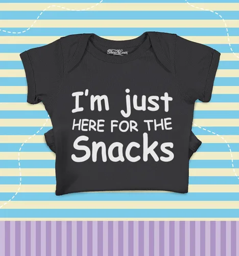 Miniatura 2 de shop4ever Mameluco de algodón con texto en inglés "I'm Just Here for The Snacks