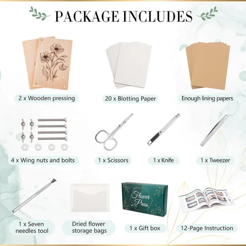 Miniatura 3 de Aboofx Kit de prensa de flores grandes para adultos, 10.8 x 6.9 pulgadas, 6 capas de madera para flores prensadas, hojas de hierbas, preservación