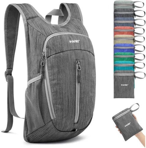 G4Free Mochila de senderismo de 10L Mochila de viaje pequeña Mochila plegable ligera Mochila de hombro plegable casual Gris oscuro
