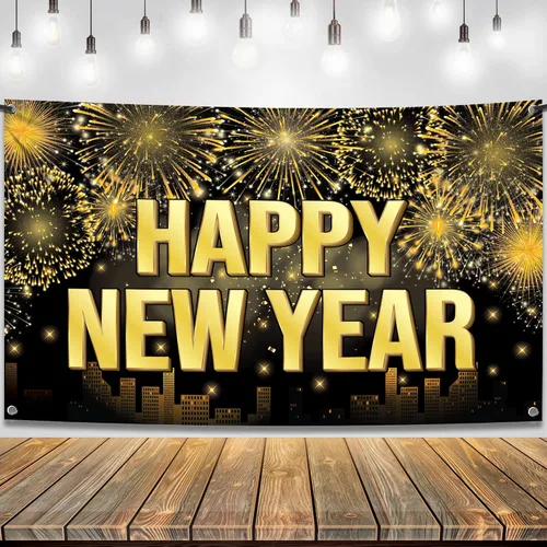 Miniatura 8 de KatchOn, Cartel extra grande de feliz año nuevo – 72 x 44 pulgadas Cartel para noche de fiesta de Año Nuevo Fondo de Nochevieja
