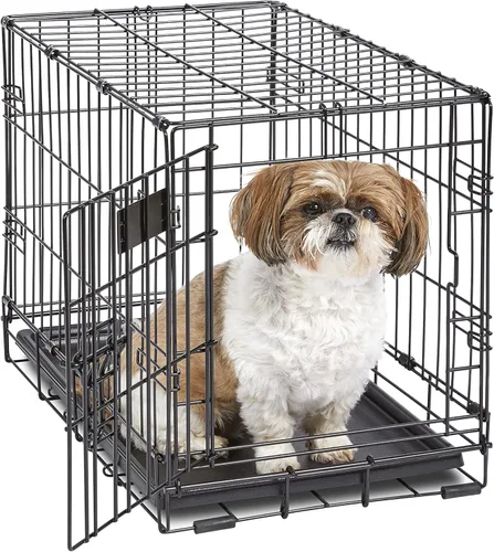 Miniatura 12 de Midwest Homes for Pets iCrate - Jaula plegable para perros de 18 pulgadas con panel divisor, bandeja a prueba de fugas y pestillos seguros, perrera
