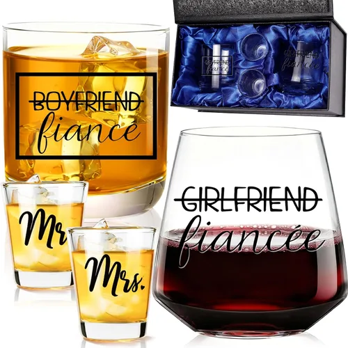 Miniatura 7 de comfit Regalos de compromiso para parejas: regalo de compromiso para prometidos y prometidos para parejas recién comprometidas, copa de whisky