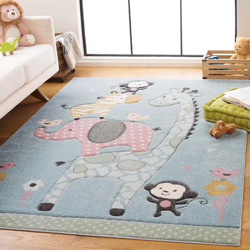 Miniatura 10 de SAFAVIEH Carousel Kids Collection - Alfombra decorativa de 2 x 3 pies, color marfil, diseño animal, no desprende pelusa y de fácil cuidado, ideal