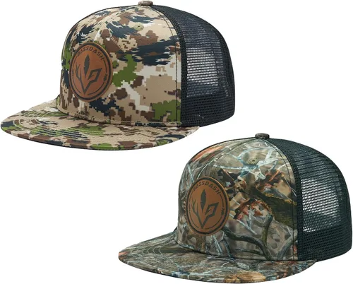 Miniatura 20 de BASSDASH Paquete de 2 gorras de camionero de ala plana con parte trasera de malla ajustable para hombres y mujeres para pesca y caza