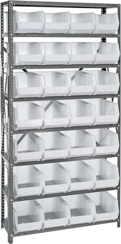 Miniatura 97 de Quantum QSBU-245BK Heavy Duty Shelving Unit with (7) Shelves and (24) QUS245 Black Bins for Garage Warehouse Storage Distribution 400 lb Load