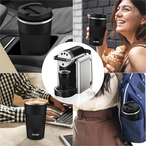 Miniatura 5 de KETIEE Taza de viaje de 12 onzas, taza de café aislada al vacío con tapa a prueba de fugas, vaso de café de viaje de acero inoxidable de doble pared