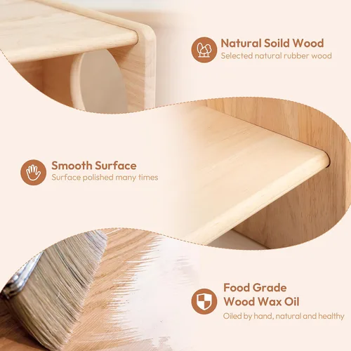 Miniatura 4 de Woodtoe Montessori - Juego de mesa y silla de destete, mesa y silla ajustable para niños pequeños, mesa de actividades de madera maciza, ideal