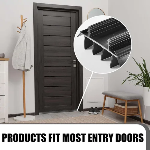 Miniatura 5 de Pushglossy 2 piezas de repuesto para parte inferior de puerta con aletas de vinilo de 36 pulgadas de largo y 1 3/4 pulgadas de ancho, burlete Negro