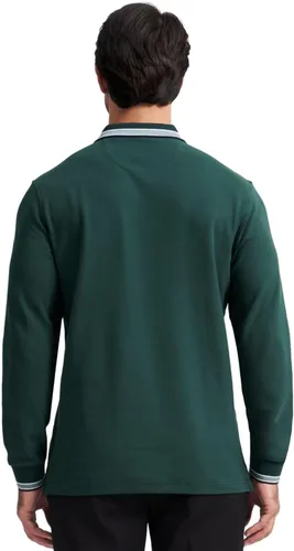 Miniatura 3 de Polo de piqué para hombre, manga larga, con punta de mezcla de algodón, casual, con cuello, ajuste clásico