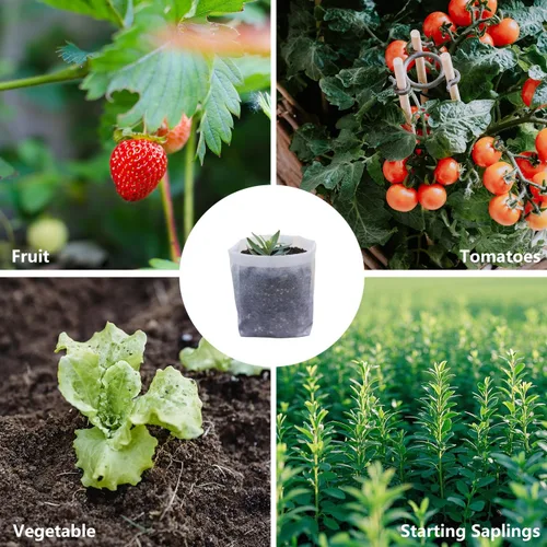 Miniatura 9 de Belit 50 Piezas Bolsas de Vivero No Tejidas, Macetas Contenedoras de Plántulas para Vegetales, Flores, Cultivo de Plantas (9.1"x9.3")