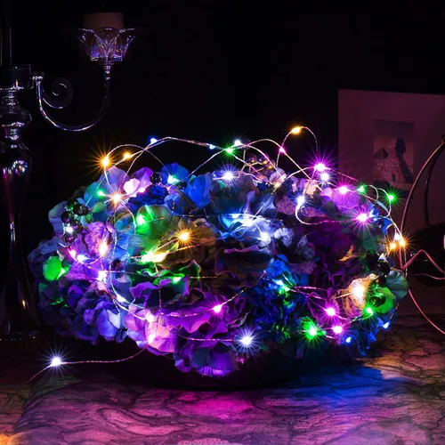 Miniatura 8 de RUICHEN Cadena de luces de alambre de cobre enchufables de 99 pies, 300 luces LED con carrete, multicolor