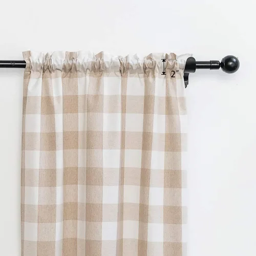 Miniatura 194 de Cenefas de cortina para ventana de 16 pulgadas de largo, 2 paneles de cuadros búfalo, cortinas pequeñas con bolsillo para barra, estilo clásico
