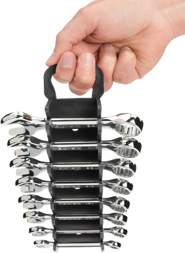 Miniatura 4 de TEKTON Soporte de llave combinada rechoncha de 8 herramientas (negro) ORG21108 Fabricado en Estados Unidos