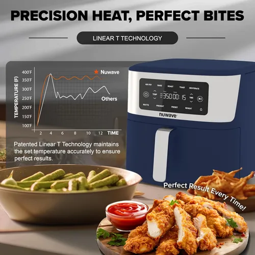 Miniatura 5 de Nuwave Brio Plus - Freidora de aire 6 en 1, gran capacidad de 7 cuartos de galón, control preciso de temperatura de 50 °F a 400 °F, antiadherente