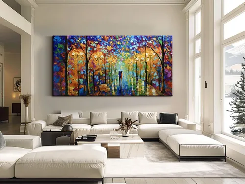 Miniatura 11 de Tyed Art - Pinturas al óleo de 24 x 48 pulgadas sobre lienzo, arte 100% pintado a mano, obra de arte contemporánea, obra de arte abstracta, arte