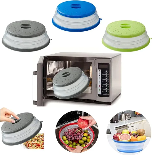Miniatura 5 de Cubierta para salpicaduras de microondas ventilada para alimentos, protector de salpicaduras y colador de cocina para frutas y verduras, cubierta