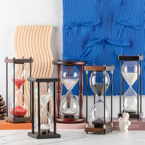 Miniatura 4 de Reloj de Arena Grande de 60 Minutos, Temporizador de Arena de Madera Decorativo con Arena Negra, Reloj de Arena de 1 Hora Negro arena