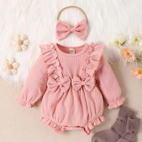 Miniatura 2 de Yccutest Mameluco de manga larga para bebé recién nacido, con volantes, para otoño e invierno