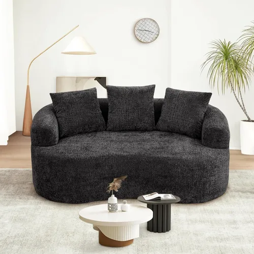 Miniatura 6 de Sofá modular curvo de 60.18 pulgadas para sala de estar, moderno sofá nube de felpilla de felpa con asiento profundo comprimido sin hueso con 3