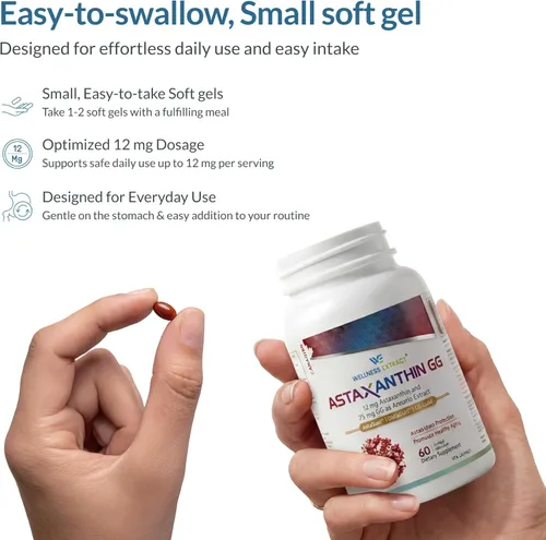 Miniatura 5 de Suplemento de astaxantina de 12 mg – AstaREAL™ Procedente de microalgas con geranilgeraniol GG-Gold® y Tocotrienoles DeltaGold®, sin OMG, sin