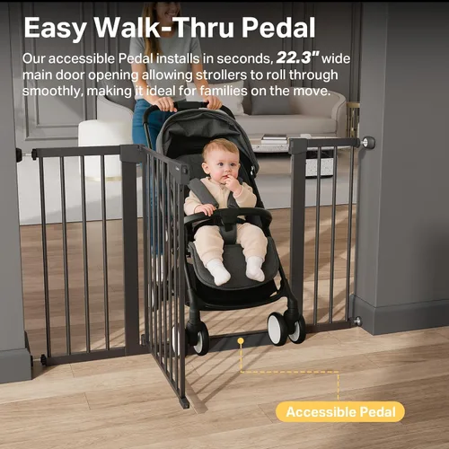 Miniatura 9 de Cumbor - Puerta de bebé extra ancha de 75.4 cm–130.8 cm para escaleras, puertas para perros montadas a presión para puertas y pasillos, autocierre