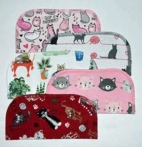 Miniatura 5 de 2 Ply Printed Flannel 8x8 Inches Set of 5 Little Wipes The Cats Meow- Proudly Made in the USA!