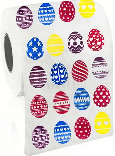 Decoraciones de papel higiénico de Pascua, regalos de papel higiénico con patrón de huevo de Pascua de colores, regalos de vacaciones, servilletas