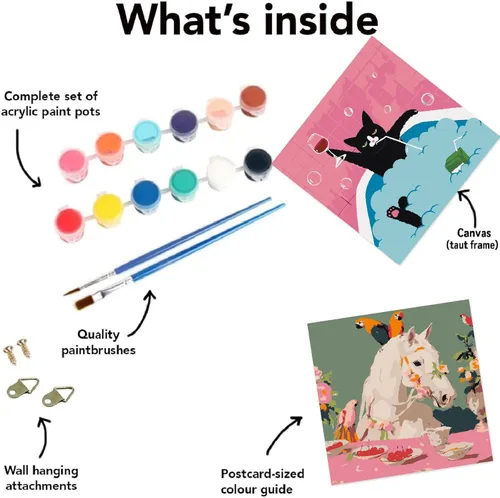 Miniatura 7 de FQOVKYN 4 paquetes de kit de pintura por números de animales divertidos para adultos principiantes, pintura de caballo por números con marco